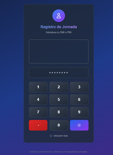 Teclado numérico para fichaje de empleado